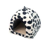 Cueva Cálida De Felpa Para Escondite De Animales Pequeños, Casa Lavable | Diseño De Doble Usō Para Cueva Y Cama 2 En 1, Lindo Patrón De Nubes Blancas Con Gancho De Almacenamiento, Cojín Extraíble