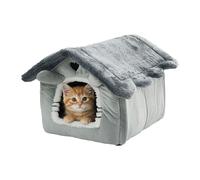 Cueva/Casa para gatos, caseta con cama y cojín desmontable, interior suave