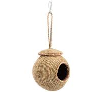 Cueva Creativa Colgante Paja de Tejida Circular para Loros, y Ardillas | Nido para Dormir, Uso Doméstico y Decoración Exterior, Fuerte, No se Deforma, Disipa Calor