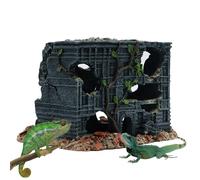Cueva de acuario de peces, casa de refugio de tanque estilo roca natural para camarones, betta y vida acuática con bordes lisos, decorativo de hábitat de reptiles para peceras, 7.28 x 5.91 x