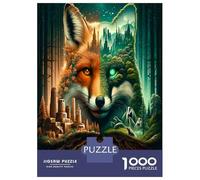 Cueva de Bosque de Zorro Doble 1000 Piezas Set De Puzzle Puzzle para Adultos, Cartón Reciclado - Reto Educativo Chulo, Juego En Casa, Genial Idea De Regalo para Fans 70x50cm/1000pcs
