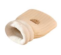 Cueva de cama de lino, saco de dormir cálido lavable, cama suave para gatos y perros, diseño de oso lindo, fácil acceso, nido de descanso de alta calidad para gatos y perros pequeños 14,57 x 17