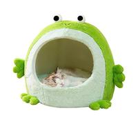 Cueva de cama para gatos, forma de rana, cojín de felpa suave, cueva de mascotas de dibujos animados, bonita casa plegable para perros, alfombrilla de cama para perros pequeños, gatitos, gatos y