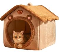 Cueva de cama para gatos, lindas camas para gatos en forma de oso para gatos de interior, tienda de campaña para gatos con almohada de cojín extraíble, cueva para gatos para gatitos, cachorros, perros
