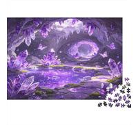 Cueva de Cristal Púrpura Puzzle de 1000 Piezas Papel para Adultos Escenario Fantasía Relajante Decoración Hogar Regalo Ocio Familiar 38x26cm/1000pcs