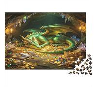 Cueva de Dragón Fantasía Puzzle de 1000 Piezas Papel para Adultos Guarida Tesoro Tema Aventura Relajación Concentración Familia Decoración Regalo 52x38cm/1000pcs