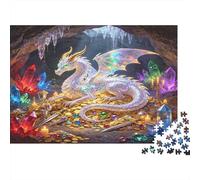 Cueva de Dragón Místico Puzzle de 1000 Piezas Papel Tesoro Gema Temática Puzzle para Adultos Decoración de Cristales de Colores Relajante Regalo Familiar 38x26cm/1000pcs