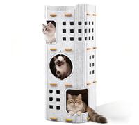 Cueva de fieltro para gatos de 3 pisos, plegable para interior con pelota de juego, cueva porosa, casa para gatos extraíble para dormir, jugar a esconderse, 90 x 37 x 37 cm