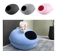 Cueva de Mascotas de Gato, Material de Fieltro, Cama Interior de Gato, Diseño de Cremallera, Colchón Cómodo, Mantenga a su a Salvo. (Gris Claro)