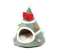Cueva de Navidad para gatos - 17,72 pulgadas | Velvet Pet House - Cojín lavable semicerrado que brinda calidez y comodidad a gatos pequeños y grandes en salones, dormitorios y balcones.