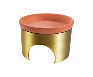 Cueva de Reptiles pequeña - Hábitat 2 en 1 y Cuenco de alimentación Integrado, Lavabo de Arcilla Natural, gruta de ocultación Segura para Serpiente de Leopardo, Tortuga, para el hogar, Tienda