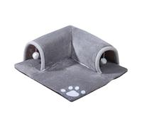 Cueva de túnel para gatos, nido de tubo para mascotas, acogedora cama escondida, cojín plegable suave, casa interior portátil, hecha de terciopelo y material de esponja, 19.68 x 19.7 pulgadas/23.62 x