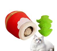 Cueva navideña para Gatos, acogedora Cueva navideña para Gatos | Perrera para Gatos | Cama para Gatos navideña, Saco de Dormir Tipo Cueva, casa para Gatos cálida para Invierno, Cueva para Mascota