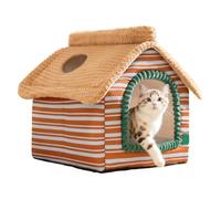Cueva para gatos, cálida casa de invierno con una ventana en el techo, cama de peluche suave para gatos, cachorros, mascotas pequeñas, para dormir, decoración del hogar, dormitorio, balcón, dormitorio