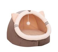 Cueva para gatos - Cálido para gatos, cama semicerrada para perros pequeños | Cálida cama para perros con pelota de peluche, lavable para perros pequeños, cachorros, gatitos