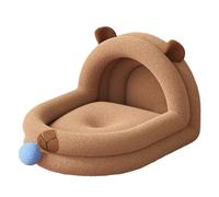 Cueva para gatos - Cuna para gatos con diseño de capibara semicerrada, con bola de peluche extraíble, para todas las estaciones, para salón, dormitorio, suelo, gato, primavera, verano, otoño, invierno