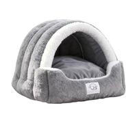 Cueva para gatos - Tienda de campaña calmante para mascotas, refugio cálido cerrado, almohadilla suave extraíble, diseño cálido estable, refugio de descanso felino premium, hogar interior y exterior