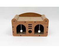 Cueva para gatos XXL de cartón ondulado y tablero de fibra de densidad media, 56 x 30 x 30 cm, estable casa para gatos interiores con 2 niveles y bolas de peluche, acogedor escondite para gatos como