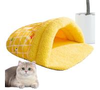 Cueva para gatos - Zapatillas gruesas cálidas de invierno, cama para gatos semicerradas, cama para mascotas, y plegable, lindo, conejo de dibujos animados, cama para mascotas, pan