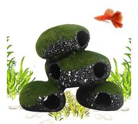 Cueva para pecera, túnel de roca realista con diseño de musgo, cueva de pecera, para serpientes, reptiles, camarones, terrario, agua dulce y salada