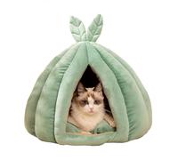 Cueva triangular para mascotas, cama iglú para gatos, gatito, perro, nido de gatito con cojín de almohada extraíble, cálida casa de dormir para gatos semicerrada (50 x 50 x 45 cm)