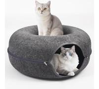 Cuevas para gatos de interior, túnel grande para múltiples, cama de cueva para gatos Peekaboo desmontable para gatos, escondite de gatitos de hasta 45 libras (gris oscuro, S)
