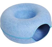 Cuevas para gatos de interior, túnel grande para múltiples, cama de cueva para gatos Peekaboo desmontable para gatos, escondite de gatitos de hasta 45 libras (azul, L)