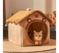 Cuevas para gatos para interiores, casas antideslizantes para gatos con cojín de almohada extraíble lavable, cama plegable para mascotas, casas, condominios, escondite para gatitos (45 x 40 x 45 cm)