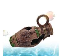 Cuevas y pieles de acuario, refugio de camarones de resina, cueva decorativa para peceras, diseño realista de barril de vino, ideal para esconderse, descansar camarones, decoración de jardín