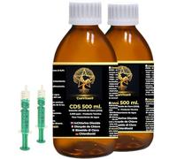 CueVitae CDS 500 ml x 2 (Dióxido de Cloro 3.000 ppm / 0,3 %) - Envase de vidrio ámbar con Jeringa Dosificadora - Solución Exclusiva para Tratamiento de Agua