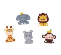 Cufaee 5pcs Jungle Animal Cake Toppers, toppers de pastel de goma suave, decoraciones de pastel de hippo lion de la jirafa de elefante de mono para la fiesta de cumpleaños