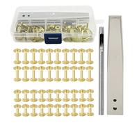 Cufaee Copper Rivets with Setters, Copper Rivets for Leather, Leather Rivets Kit Belts Wallets Collars Leather (yellow)