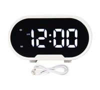 Cufaee Digital Alarm Clock, LED Clock Mirror Surface with USB Charger Port, Modern Electronic Desktop Clock for Home Office Decor (White Case)