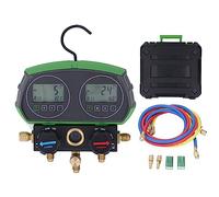 Cufaee Digital Manifold Meter Set with 3 Hoses, 2 Valve HVAC Systems Digital Meters, Leakage Pressure Tester Tool for Air Conditioning