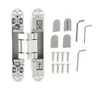 Cufaee Door Hinges Adjustable 180 Degrees Opening Angle, 3D Drop Leaf Table Hinge with Hex Wrench Screws, Hinges for Wooden Door, Folding Doors (Silver)