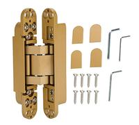 Cufaee Door Hinges Adjustable 180 Degrees Opening Angle, 3D Drop Leaf Table Hinge with Hex Wrench Screws, Hinges for Wooden Door, Folding Doors (Gold)