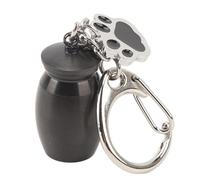 Cufaee Llavero de urnas de Mascotas, Cenizas para Mascotas de Acero Inoxidable, Joyas de cremación de Recuerdos de Perros Pend para Cenizas, Cabello y uñas (Negro)