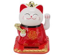 Cufaee Lucky Waving Cat, Plastic Light Induction Fortune, Adorno de Gato de Bienvenida Chino para Autos de casa. (Azul) (Rojo)