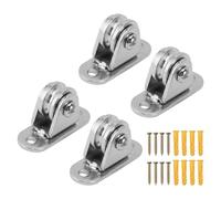 Cufaee Small Pulley Block, Wall Ceiling Mount Pulleys, Fixed Pulley for DIY Equipment Wire Rope Rail Sliding Gate (4 juegos)