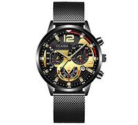 Cuff Watches - Reloj de pulsera analógico de cuarzo para hombre con carcasa de acero inoxidable, A, talla única