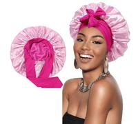 Cuffia Seta Capelli Notte Regolabili Cuffia Capelli Ricci Bonnet con Lacci Lunghi Morbida e Protettiva Anti-crespo