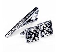 Cufflinks Necktie Clip for Tie Pin for Mens Gift Classic Pattern Tie Bar Cufflinks Tie Clip Set