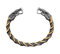 Cufo de muñeca inspirado en el nórdico - banda de brazo de estilo vintage, pulsera de metal con temática de mitología | Brazalete de cabeza de lobo detallado, accesorio de moda de apertura ajustable