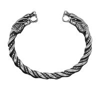 Cufo de muñeca inspirado en el nórdico - banda de brazo de estilo vintage, pulsera de metal con temática de mitología | Brazalete de cabeza de lobo detallado, accesorio de moda de apertura ajustable