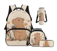 Cugasmaru Juego de mochila y lonchera de 17 pulgadas, mochilas escolares para niños, bolsa ligera para libros, Capybara Cute, Mochila para niños