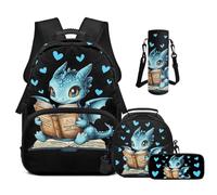Cugasmaru Mochilas infantiles para niñas, mochila escolar y bolsa de almuerzo 4 en 1, Libro de dinosaurios, Mochila para niños