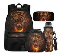 Cugasmaru Mochilas Para NiñOs - Mochila escolar para niñas y niños, juego de lonchera 4 en 1, regalos de vuelta a la escuela, tigre, Mochila para niños