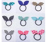 cuhair 20pcs color al azar orejas de conejito para bebés de niña Princesa Bebé Ponytail Holder elástico del pelo de goma cuerda accesorios Scrunchie