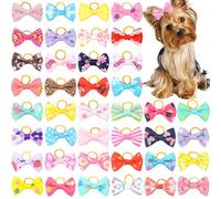 cuhair Lazos para el pelo de mascotas para perros pequeños, paquete de 20 colores y patrones surtidos, accesorios para el pelo de banda elástica para Yorkshire Terrier, aseo de cachorros