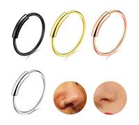 CUHZA Anillo hipoalergénico de segmento plegable para la nariz 316L, aro de septum de 8 mm hecho de acero inoxidable para hombres y mujeres
